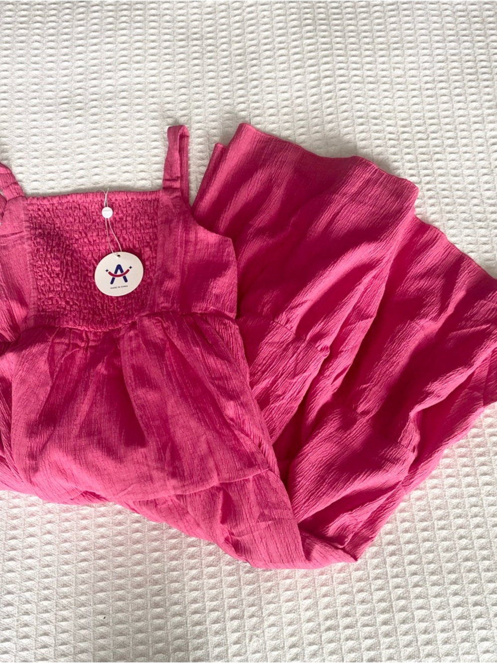 Arshiner Bright Pink Smocked Tank Top - Picture 3 of 3